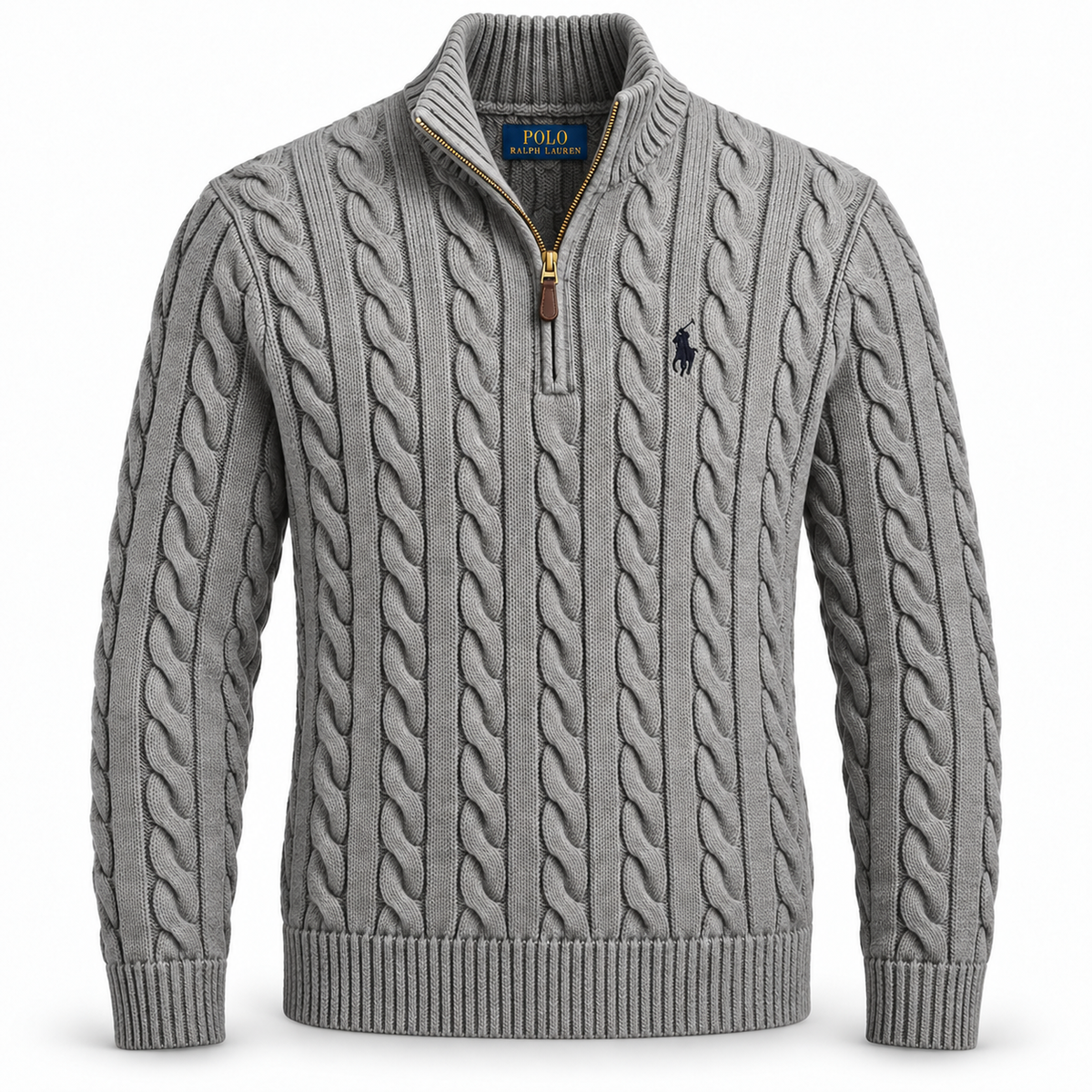 RL Cable-Knit Cotton Quarter-Zip Jumper