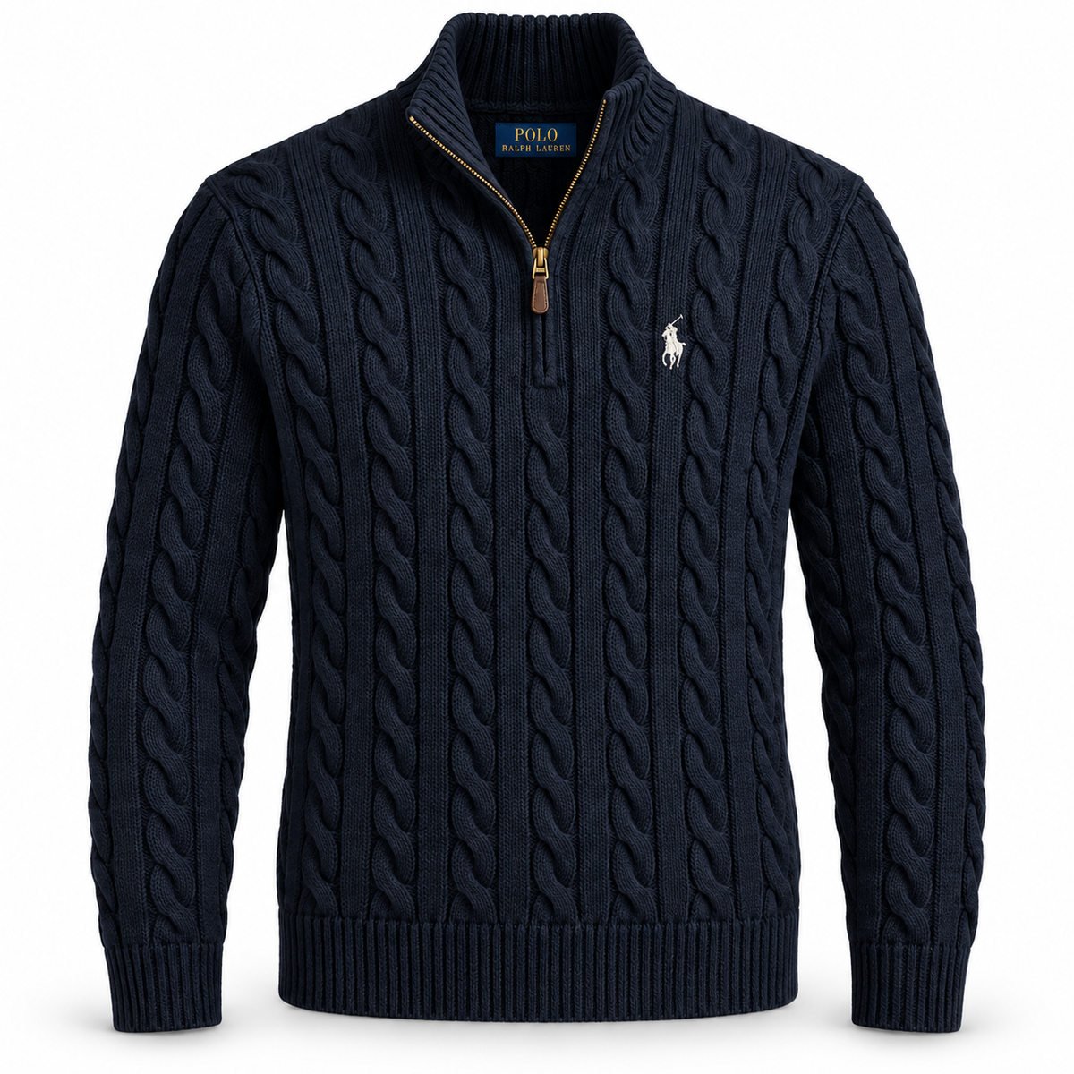 RL Cable-Knit Cotton Quarter-Zip Jumper