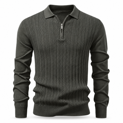 Kingsbridge Textured Quarter-Zip Polo Jumper