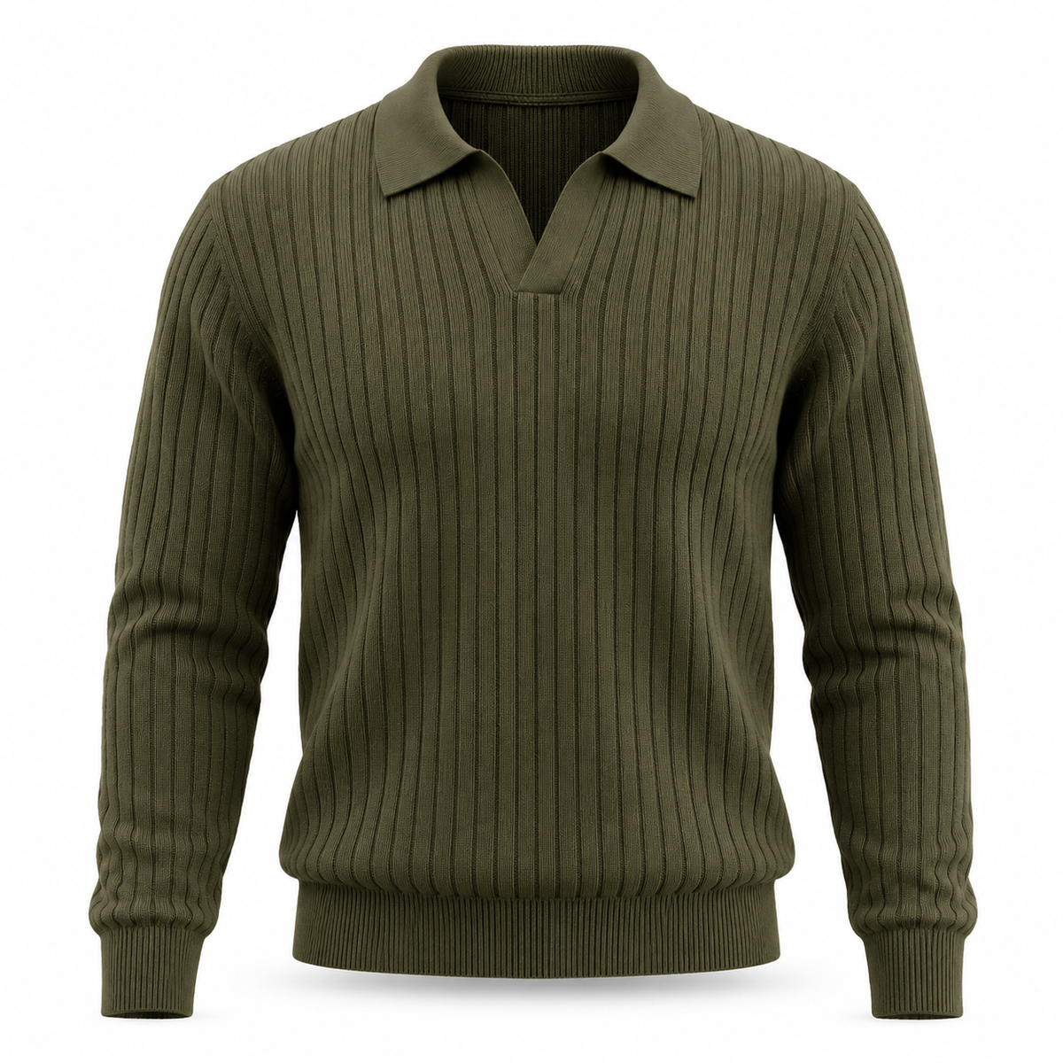 Langham Ribbed Open-Collar Polo Jumper