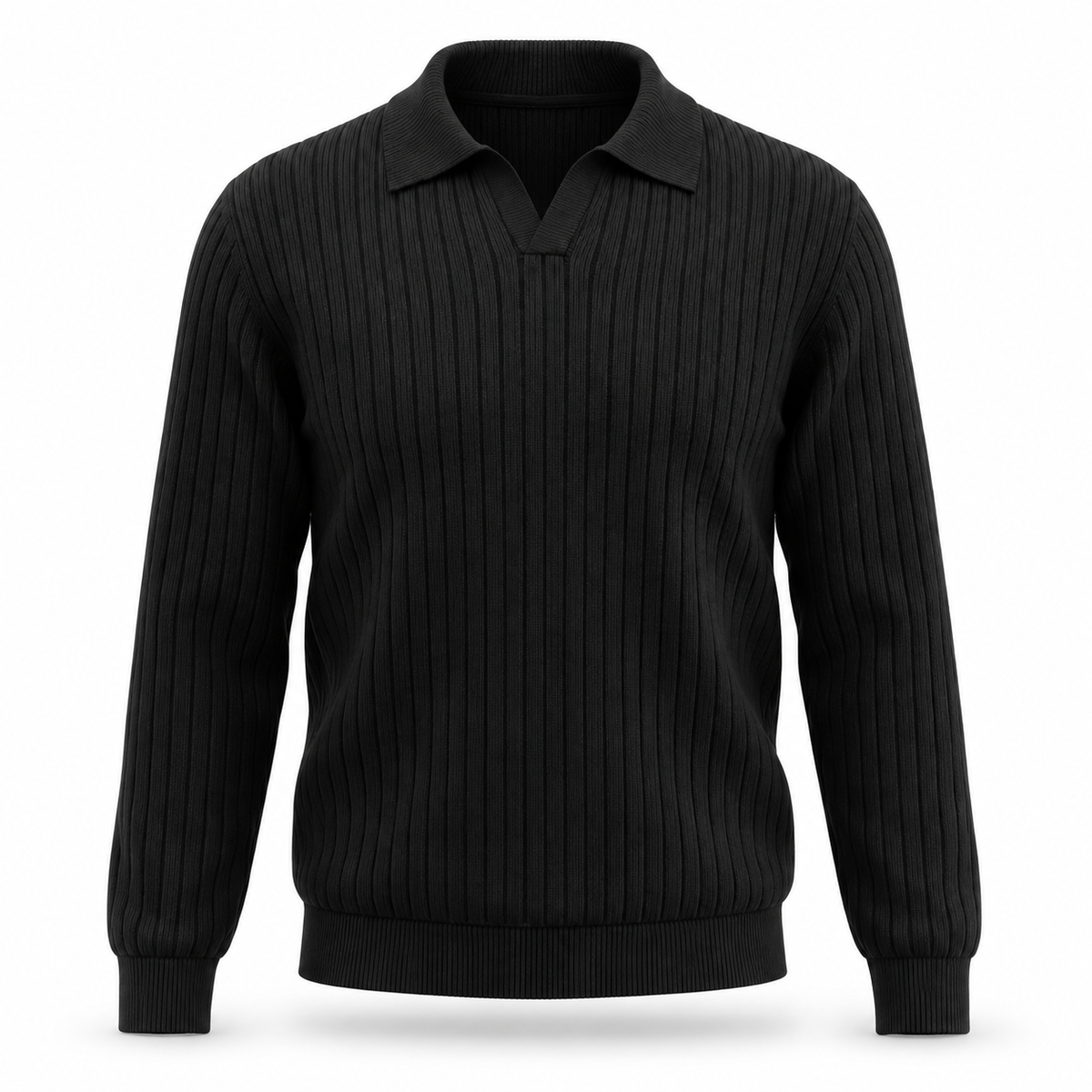 Langham Ribbed Open-Collar Polo Jumper