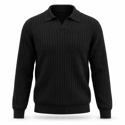 Langham Ribbed Open-Collar Polo Jumper