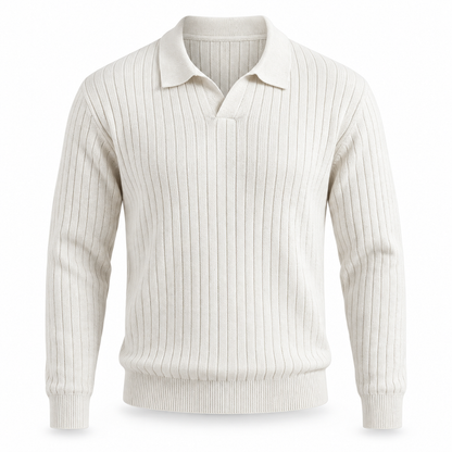 Langham Ribbed Open-Collar Polo Jumper