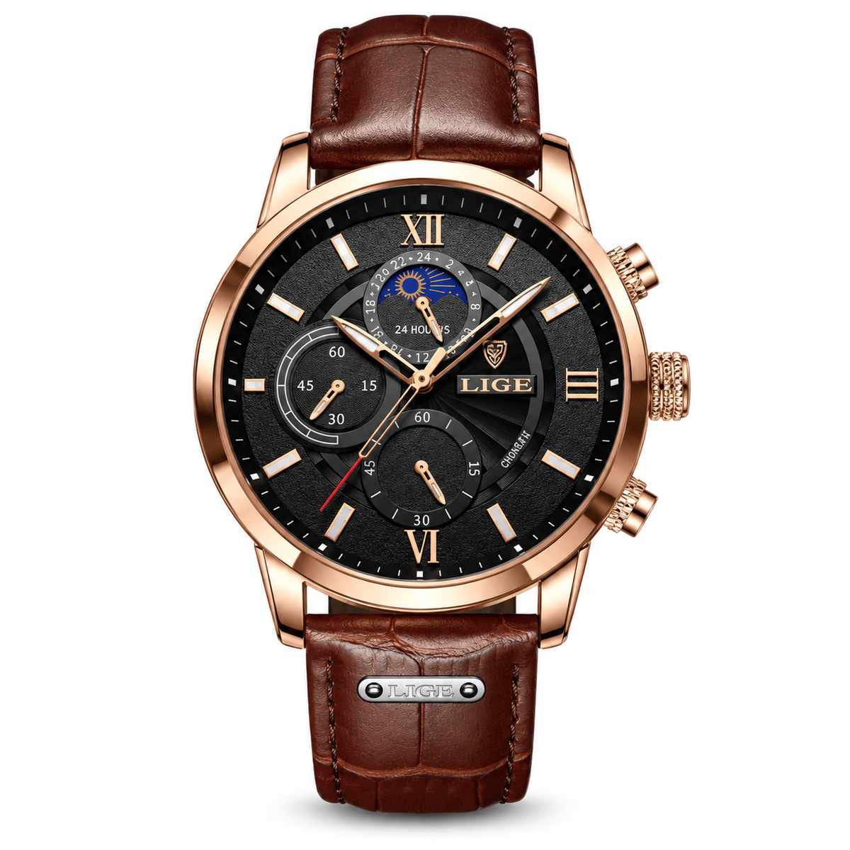Wycliffe Multi-Dial Leather Strap Watch