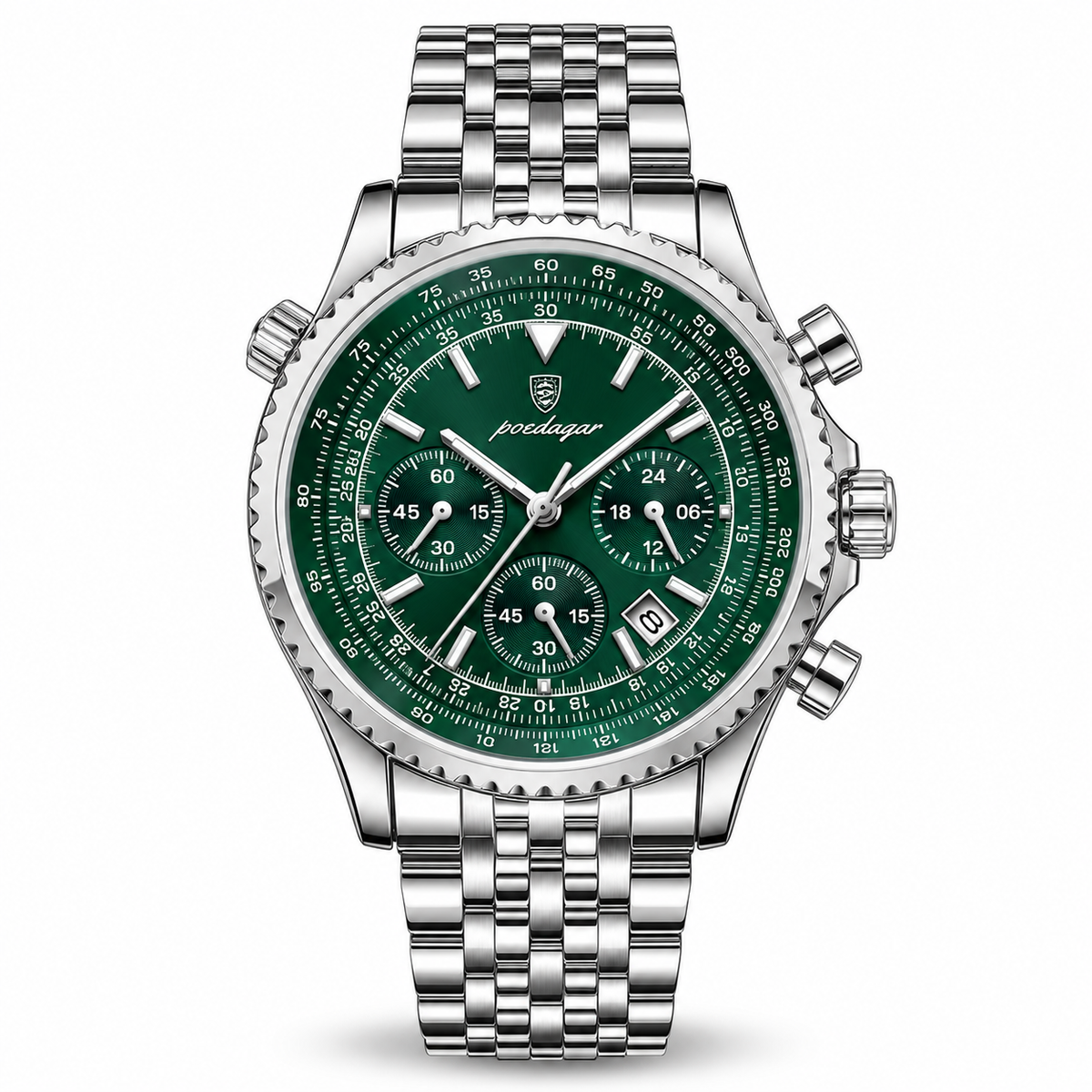 Whitcombe Green-Dial Steel Chronograph