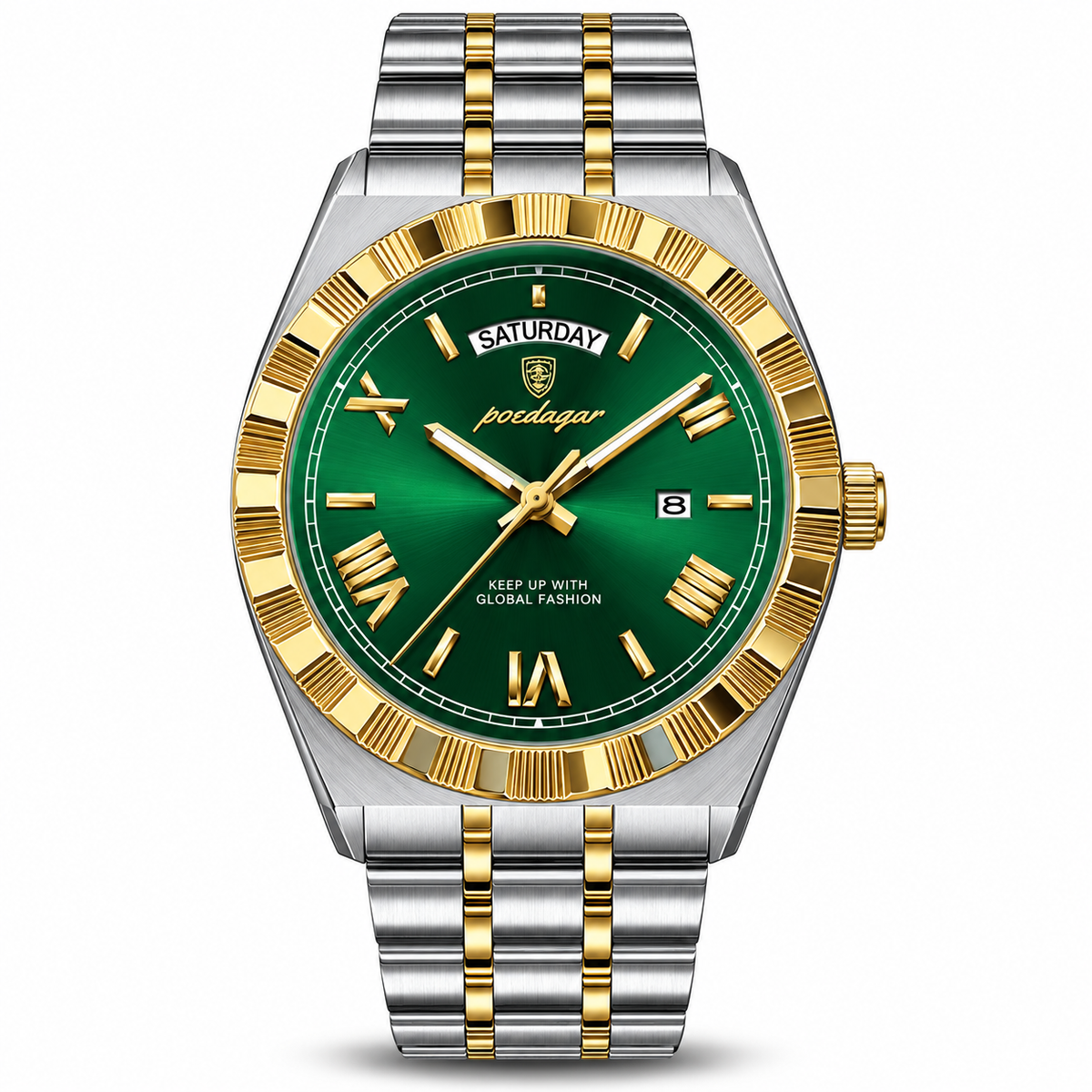 Marlowe Fluted-Bezel Day-Date Watch