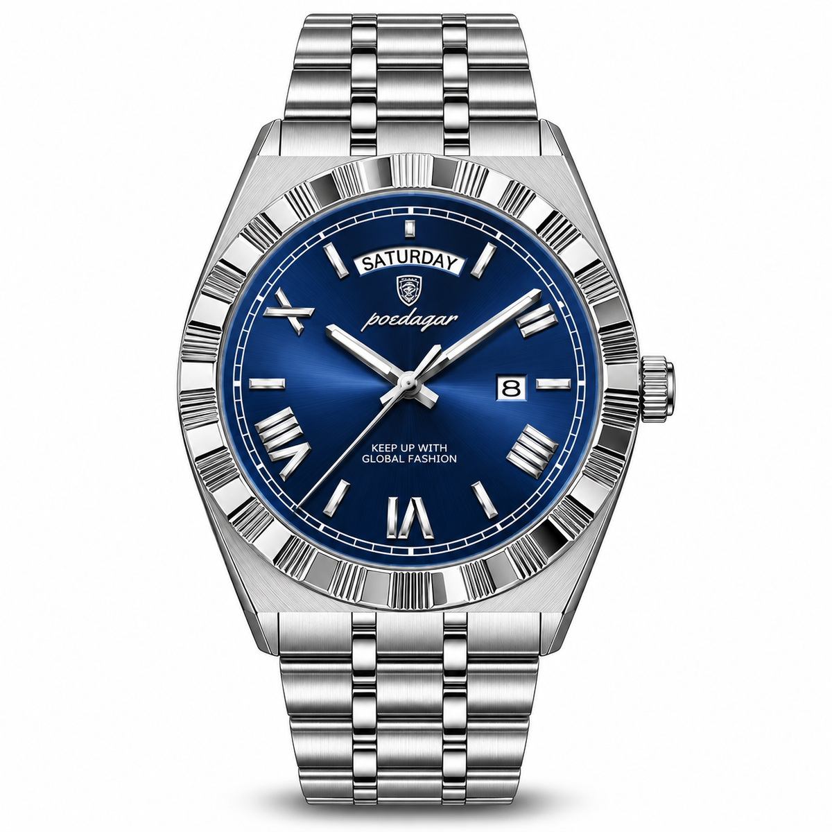 Marlowe Fluted-Bezel Day-Date Watch