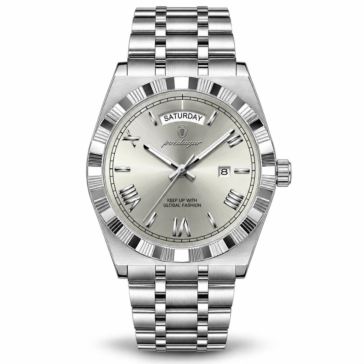 Marlowe Fluted-Bezel Day-Date Watch