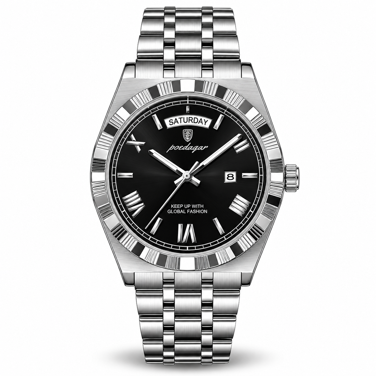 Marlowe Fluted-Bezel Day-Date Watch