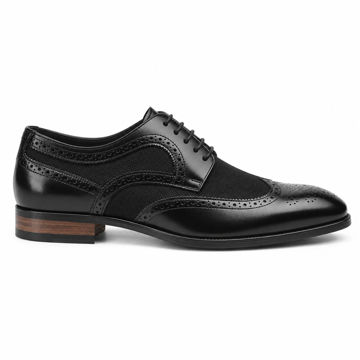 Leather & Textile Brogue Derby Shoes