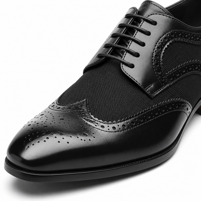 Leather & Textile Brogue Derby Shoes