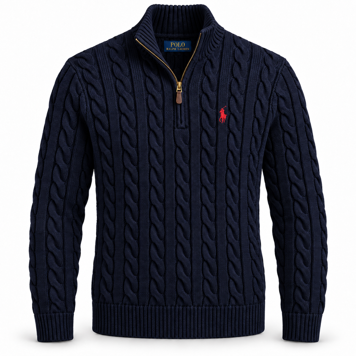 RL Cable-Knit Cotton Quarter-Zip Jumper