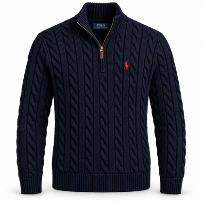 RL Cable-Knit Cotton Quarter-Zip Jumper