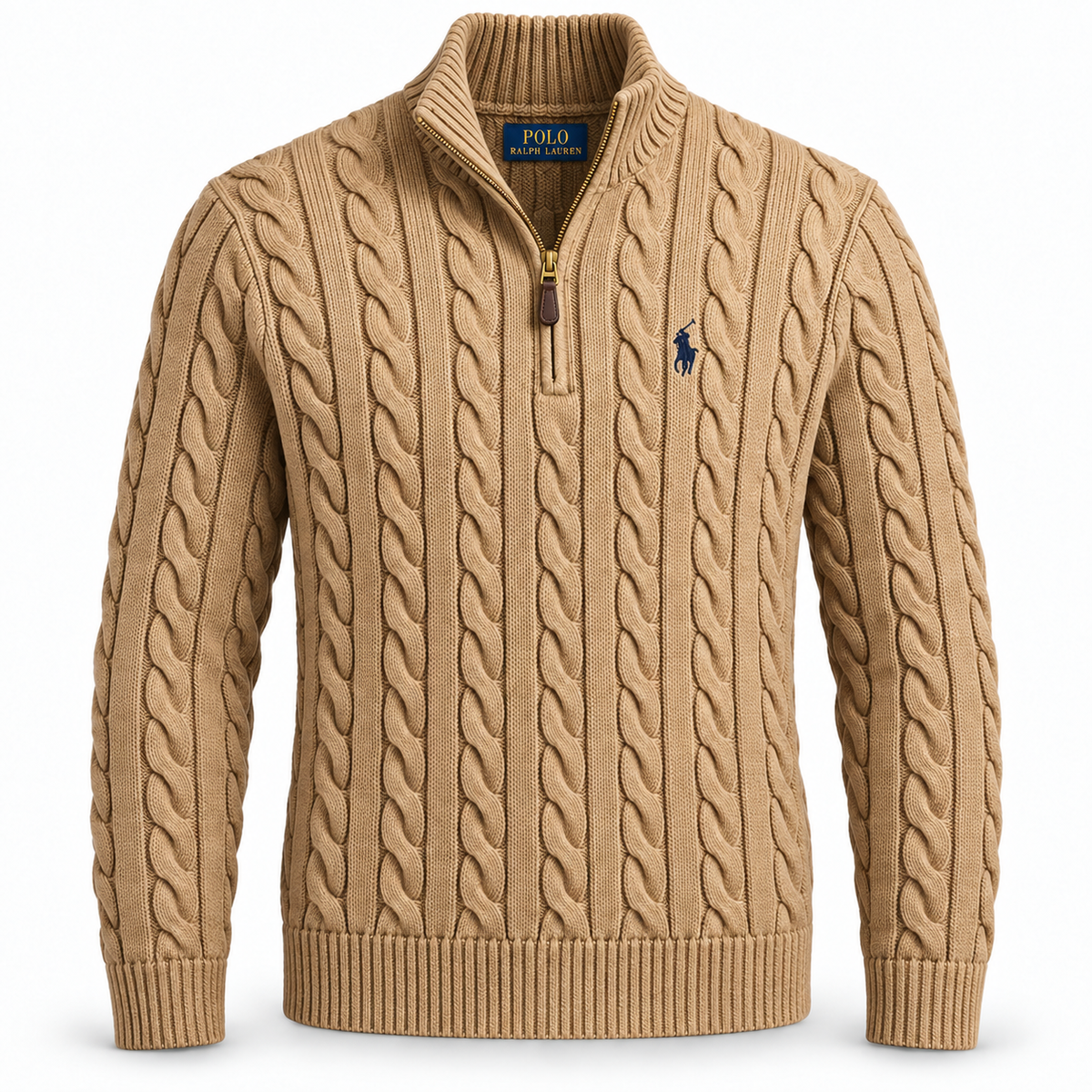 RL Cable-Knit Cotton Quarter-Zip Jumper