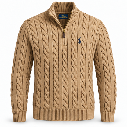RL Cable-Knit Cotton Quarter-Zip Jumper