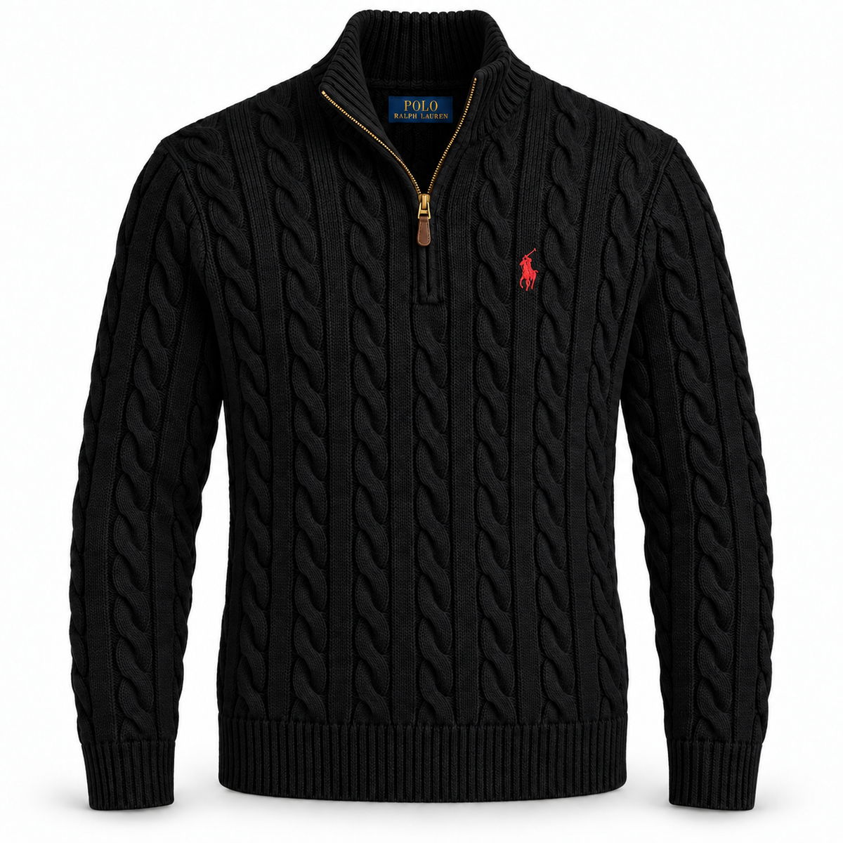 RL Cable-Knit Cotton Quarter-Zip Jumper
