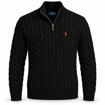 RL Cable-Knit Cotton Quarter-Zip Jumper