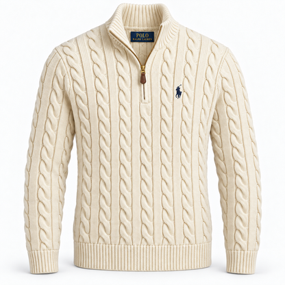 RL Cable-Knit Cotton Quarter-Zip Jumper