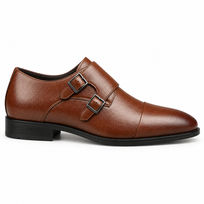 Leather Double Monk Strap Shoes