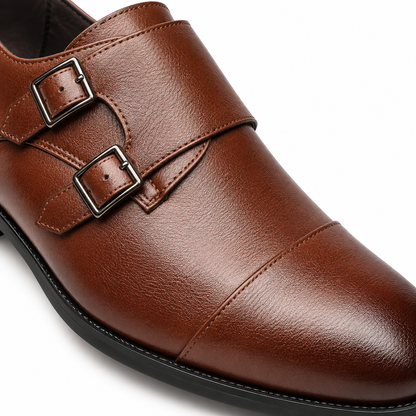 Leather Double Monk Strap Shoes