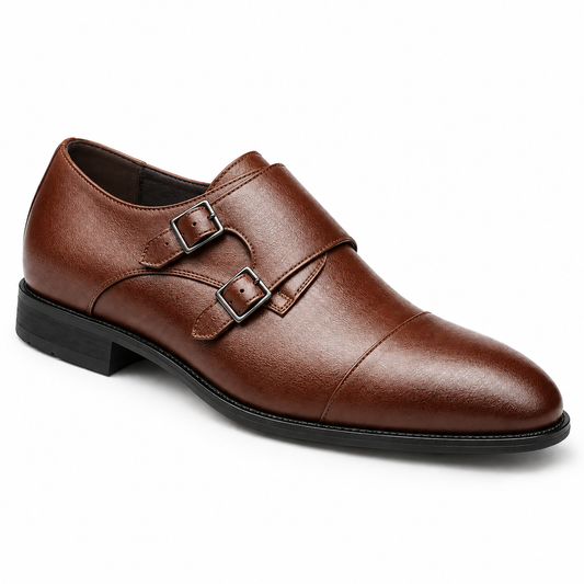 Leather Double Monk Strap Shoes