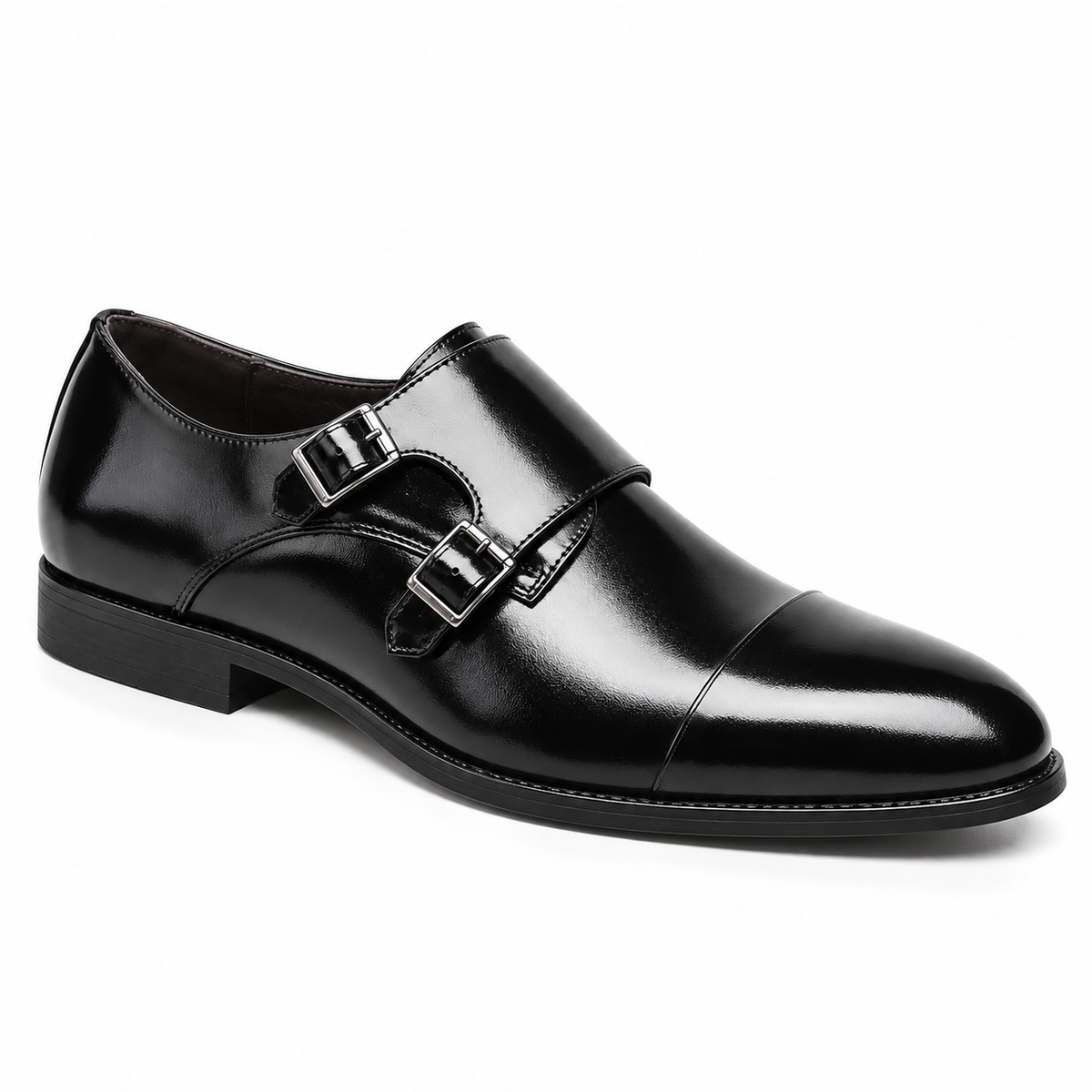 Leather Double Monk Strap Shoes