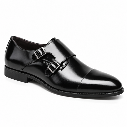 Leather Double Monk Strap Shoes