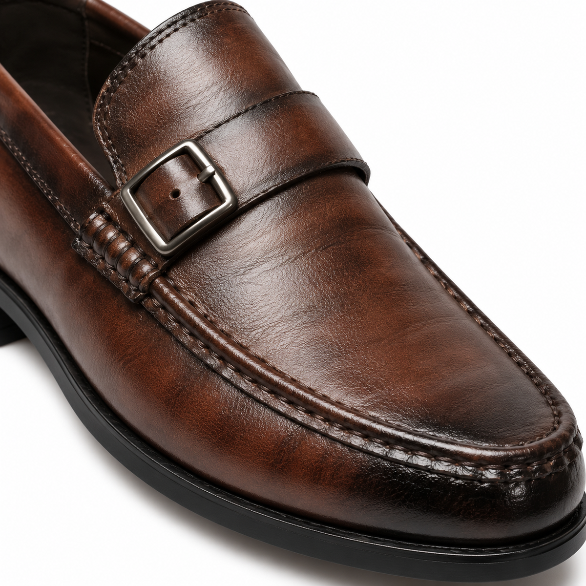 Leather Buckle Loafers