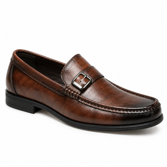 Leather Buckle Loafers