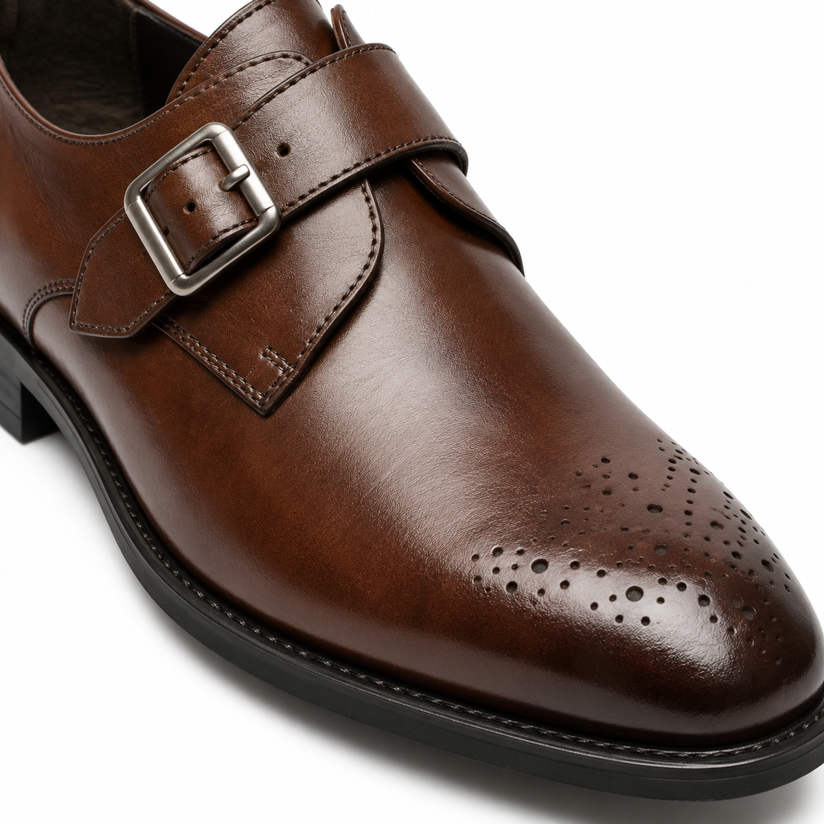 Leather Single Monk Strap Shoes