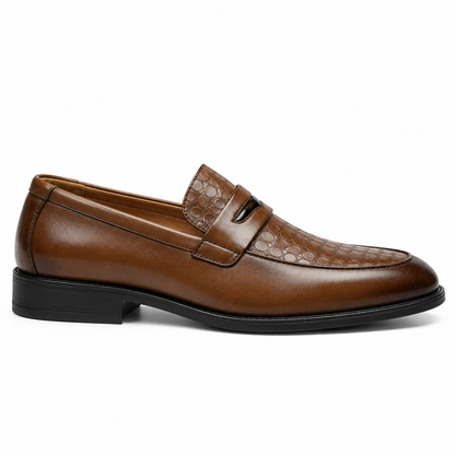 Textured Leather Penny Loafers