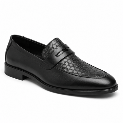 Textured Leather Penny Loafers