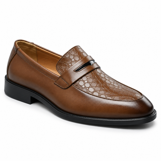 Textured Leather Penny Loafers