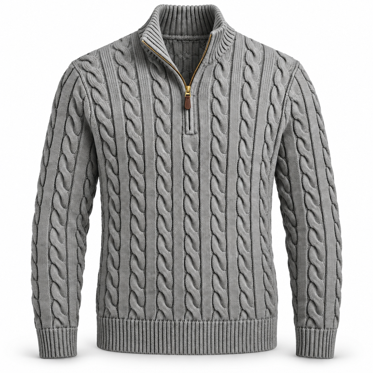 Cable-Knit Cotton Quarter-Zip Jumper