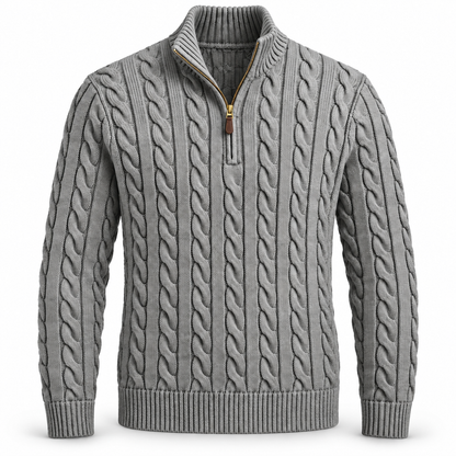 Cable-Knit Cotton Quarter-Zip Jumper