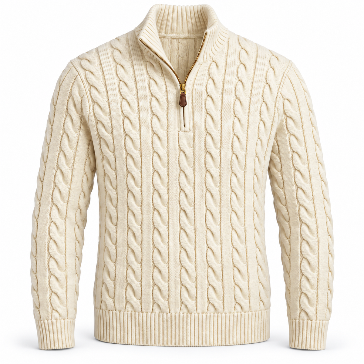 Cable-Knit Cotton Quarter-Zip Jumper