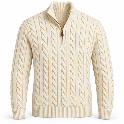 Cable-Knit Cotton Quarter-Zip Jumper