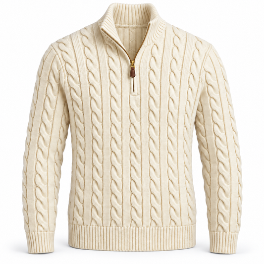 Cable-Knit Cotton Quarter-Zip Jumper