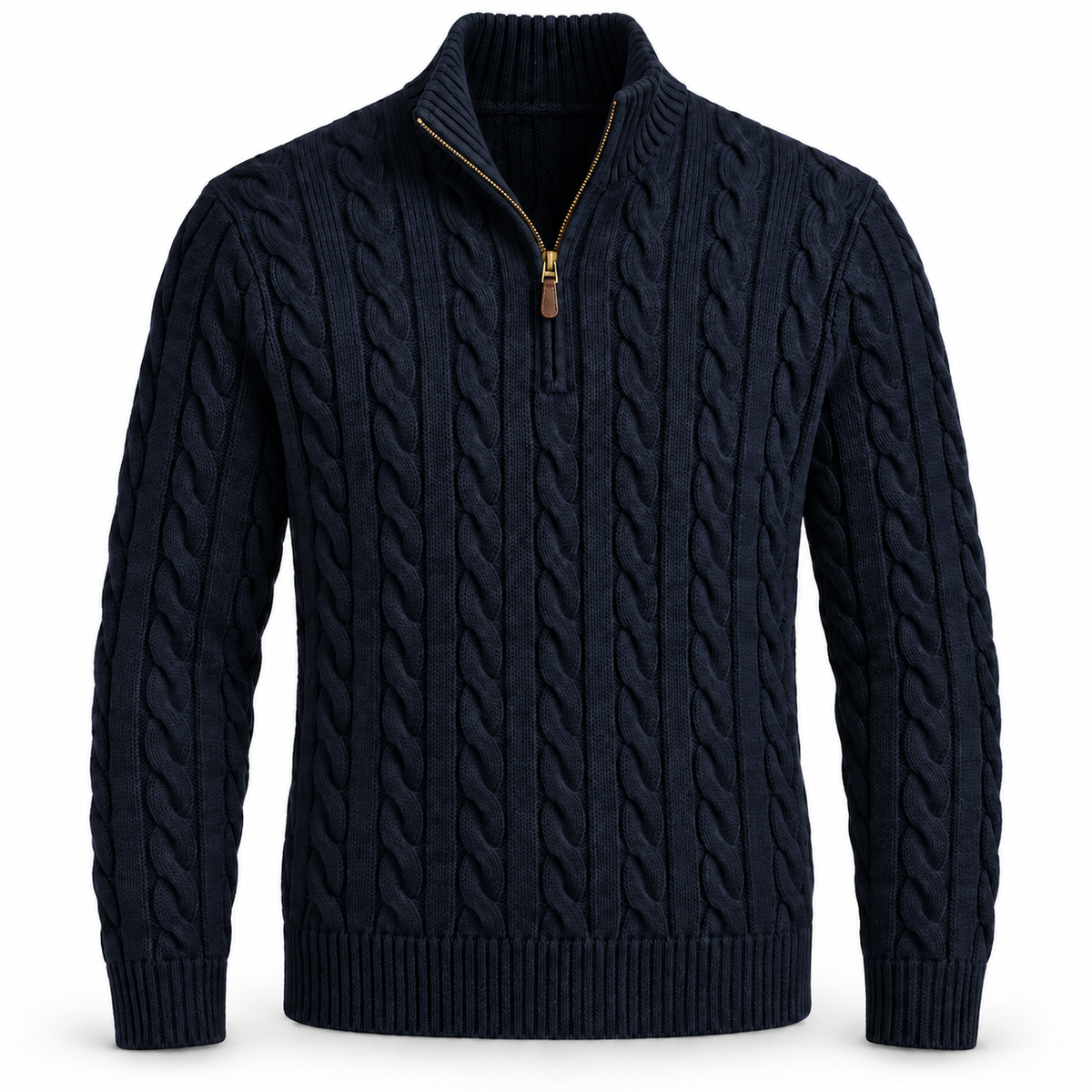 Cable-Knit Cotton Quarter-Zip Jumper