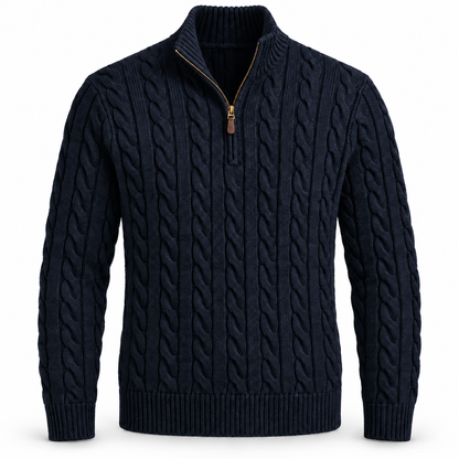 Cable-Knit Cotton Quarter-Zip Jumper