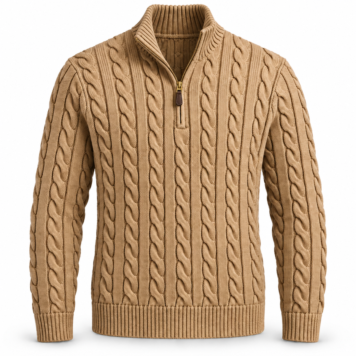 Cable-Knit Cotton Quarter-Zip Jumper
