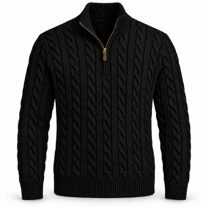 Cable-Knit Cotton Quarter-Zip Jumper
